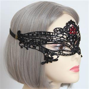 Medieval Black Lace gems Half Mask MS12931