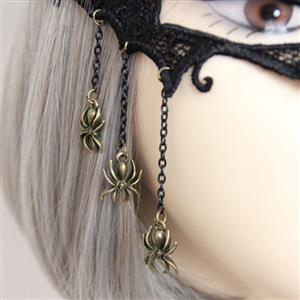 Medieval Black Lace Gems Half Mask MS12932