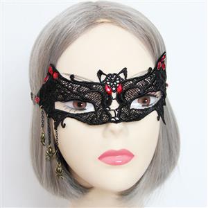 Medieval Black Lace Gems Half Mask MS12932