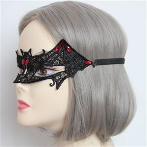 Medieval Black Lace Gems Half Mask MS12932