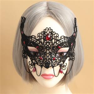 Medieval Black Lace Gems Half Mask MS12933