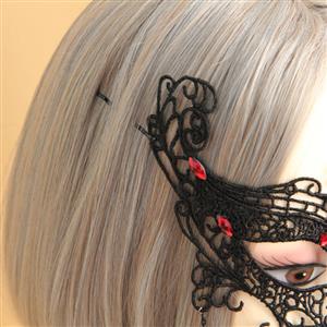 Medieval Black Lace Gems Half Mask MS12933