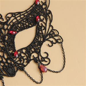 Medieval Black Lace Gems Half Mask MS12933