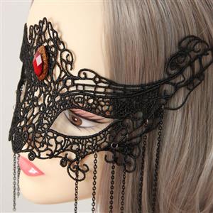 Medieval Queen's Black Lace Gems Half Mask MS12934