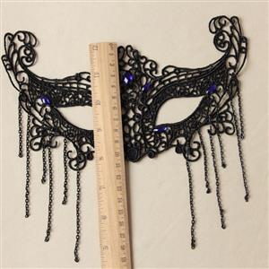 Medieval Queen's Black Lace Gems Half Mask MS12936