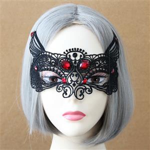 Halloween Masks, Costume Ball Masks, Black Lace Mask, Masquerade Party Mask, #MS12978