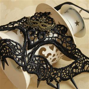 Medieval Black Lace Half Mask MS12930