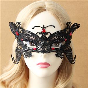 Black Lace  with gems 1/3 Mask MS12976