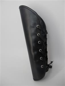 Gothic Black Leather Arm Sleeves - Adjustable Lace-Up Design for Cosplay & Fashion N23787