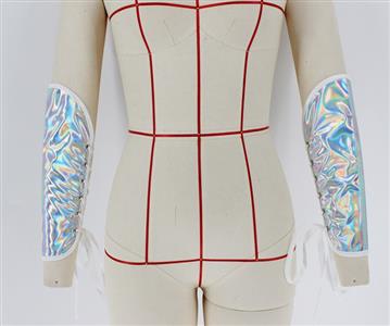 silver leather arm sleeves, lace-up arm sleeves, gothic fashion accessory, adjustable leather sleeves, medieval cosplay gear, steampunk arm wear, stylish leather sleeves, unisex arm covers, costume arm protection, fashion statement sleeves #23788