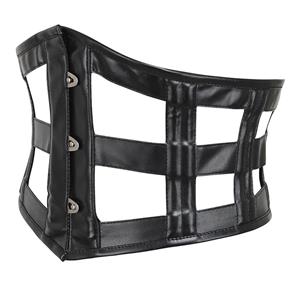 Black Leather Corset Belt with Lace-Up Detail, Gothic Punk Wide Waist Cincher Belt for Women N23903
