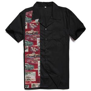 Black Male Fifties Bowling Shirt N13053