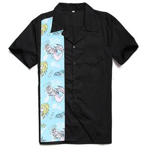 Black Male Fifties Bowling Shirt N13055