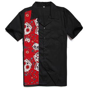 Black Male Fifties Bowling Shirt N13086