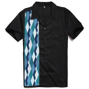 Black Male Fifties Bowling Shirt N14777