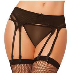 Sexy Black Mesh Double Straps Lingerie Garter Belt with G-string HG16783