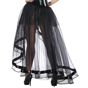 Sexy Gothic Black Multi-layer High-low Organza Tutu Skirt N16543