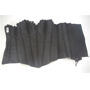 Black Renaissance Corset Ruffle Strapless Corset Bustier Tummy Control Lace Up Jacquard Body Shaper N23465