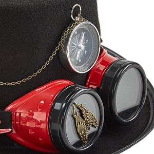 Feather Steampunk Compass and Gear Goggles Masquerade Halloween Costume Top Hat J22864