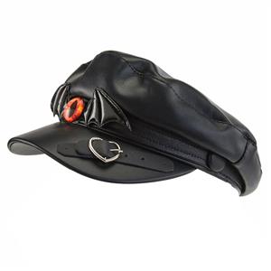 Black PU Steampunk Red Eye Wing Halloween Costume Peaked Cap J22803