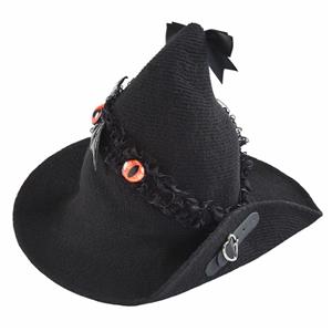 Black Lace Steampunk Wizard Red Eye Halloween Costume Top Hat J22798