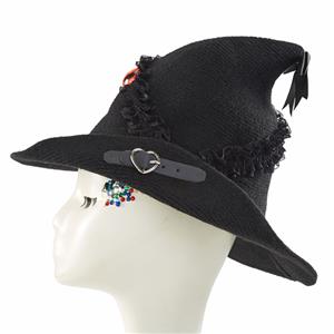 Black Lace Steampunk Wizard Red Eye Halloween Costume Top Hat J22798