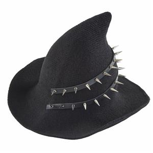 Black Steampunk Wizard Rivet Halloween Costume Top Hat J22796