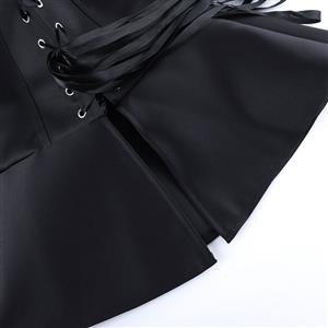 Black Strapless Corset with Back Lace-Up and Ruffle Hem N23843