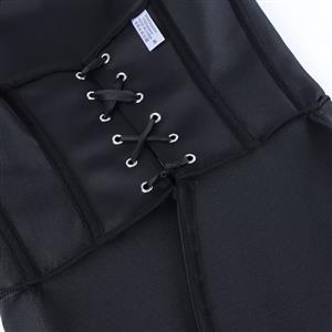 Black Strapless Corset with Back Lace-Up and Ruffle Hem N23843