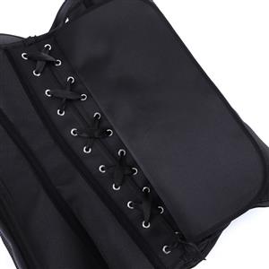 Black Strapless Corset Top, Front Lace-Up Bustier with Boning and Side Zipper for Waist Training N23844