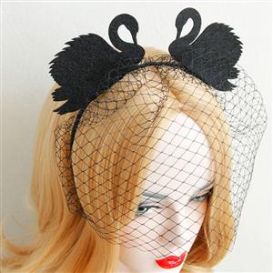 Black Swan Fishnet Mask Masquerade Hair Clasp J12808