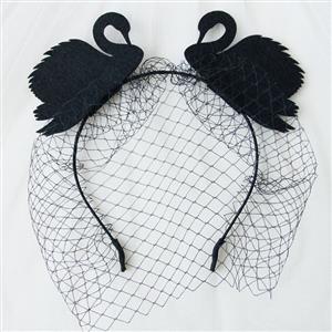 Black Swan Fishnet Mask Masquerade Hair Clasp J12808