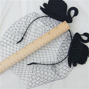 Black Swan Fishnet Mask Masquerade Hair Clasp J12808