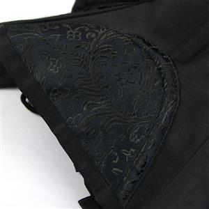 Retro Black Embroidery Bead Flower Busk Closure Waist Shaping Underbust Corset N20232