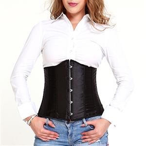 Women's Sexy Black Stain Plastic Boned Underbust Waist Cincher Corset N21113