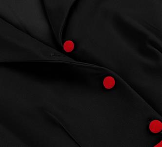 Black Vintage A-Line Dress with Red Belt and Contrasting Buttons - Sleeveless Shift Dress for Women N23822