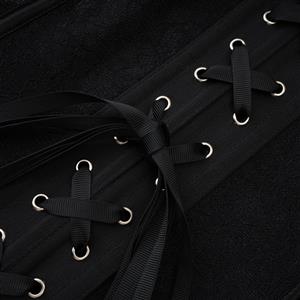 Black Strapless Corset Top - Heart-shaped Bustier with Lace-up Back and Boning N237845