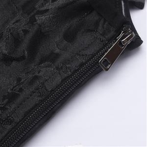 Black Vintage Corset Top with Ruffle Sleeves - Adjustable Lace-Up Square Neck Bustier N237863