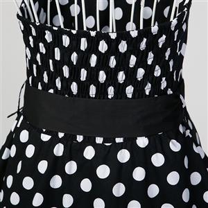 1950's Vintage Halter Polka Dot Casual Swing Dress N11923