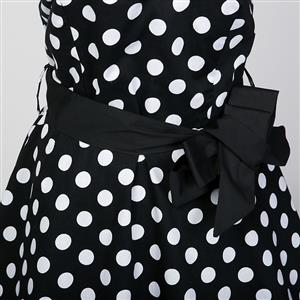 1950's Vintage Halter Polka Dot Casual Swing Dress N11923