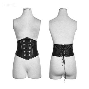 Black Women's Steampunk Button Lace Up Underbust Corset N14157