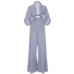 Wide Leg?Jumpsuit, Stripe Jumpsuits for Women, Plunging Neckline Jumpsuit, Cutout Jumpsuit, Half Sleeve Jumpsuit, Fashion Jumpsuit, #N13082