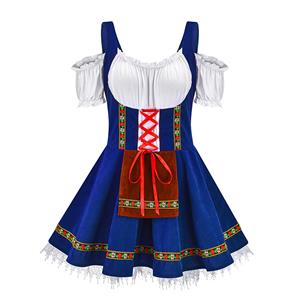 Christmas Cheer Costume, Women's Beer Girl Costume, Bavarian Beer Girl Costume, French Maid Waitress Clubwear, Oktoberfest Wench Adult Dirndl Dress, #N22551