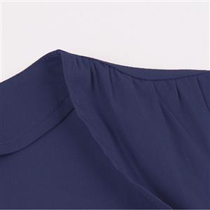 Women's Blue Vintage Tartan Plaid Patchwork Sleeveless Casual Cocktail Dress N22985