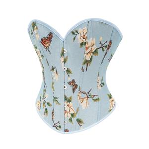 Fashion Womens Butterfly Print Corset Vintage Renaissance Tank Top Vest Camisole N23457