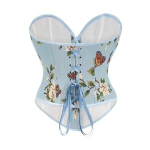 Fashion Womens Butterfly Print Corset Vintage Renaissance Tank Top Vest Camisole N23457