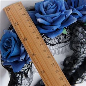 Blue Rose Lace Lolita Masquerade Party Hair Clasp J12810