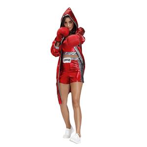 3Pcs Women's Red World Champion Boxing Clothing Adult Cosplay Costume N20496