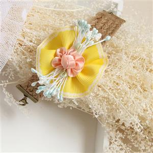 Vintage Braiding Wristband Flower Embellishment Bracelet J17897