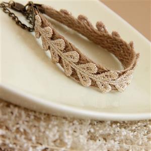 Vintage Braiding Wristband Plant Embellishment Bracelet J17925